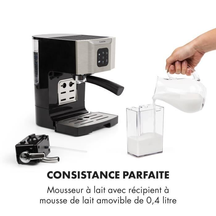 Machine expresso - Klarstein - 1,4L - Cafetiere - Mousseur de lait 0,4L - machine a cafe - Pression 20 Bars - 1450W - gris