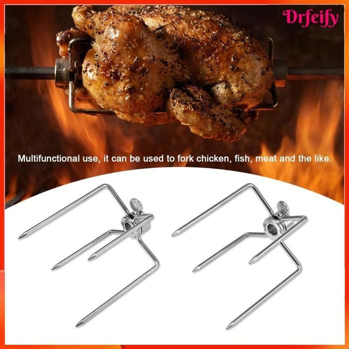Utensile per barbecue - AKOZON - Forchetta da barbecue - Acciaio inossidabile - Multifunzionale - 2 pezzi
