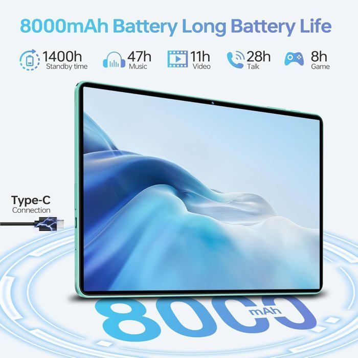Tablet OUKITEL OT11 de 11 polegadas, Android 14, 16GB+128GB Octa-Core, Wi-Fi 5G, SIM 4G, bateria de 8000mAh, tablet com caneta stylus, roxo