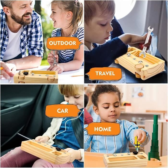 Juguetes de madera para niños - ZGEER - Autobús sensorial - Aprendizaje de habilidades básicas - A partir de 3 años