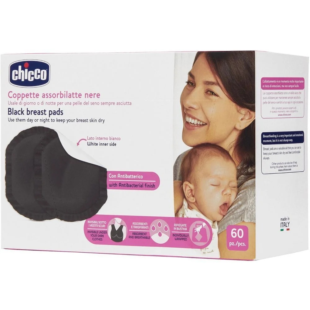 CHICCO Chicco antibakterielle Stilleinlagen, schwarz, 60 Stück