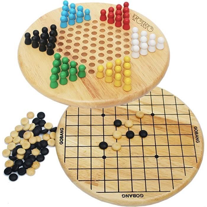 Juego de mesa ZGEER - Familiar 2 en 1 - Damas chinas y Gobang - 60 piezas - De 2 a 6 jugadores