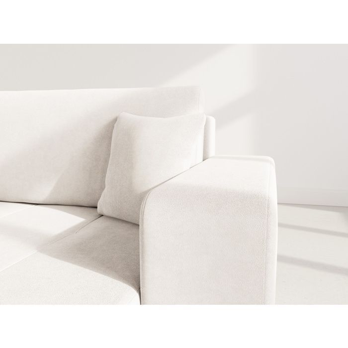 Nicole - Divano letto panoramico a forma di U a 7 posti con contenitore, in tessuto - Beige