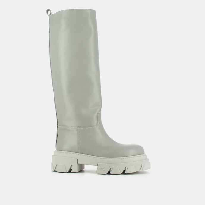 Bottes à semelles crantées  en cuir gris