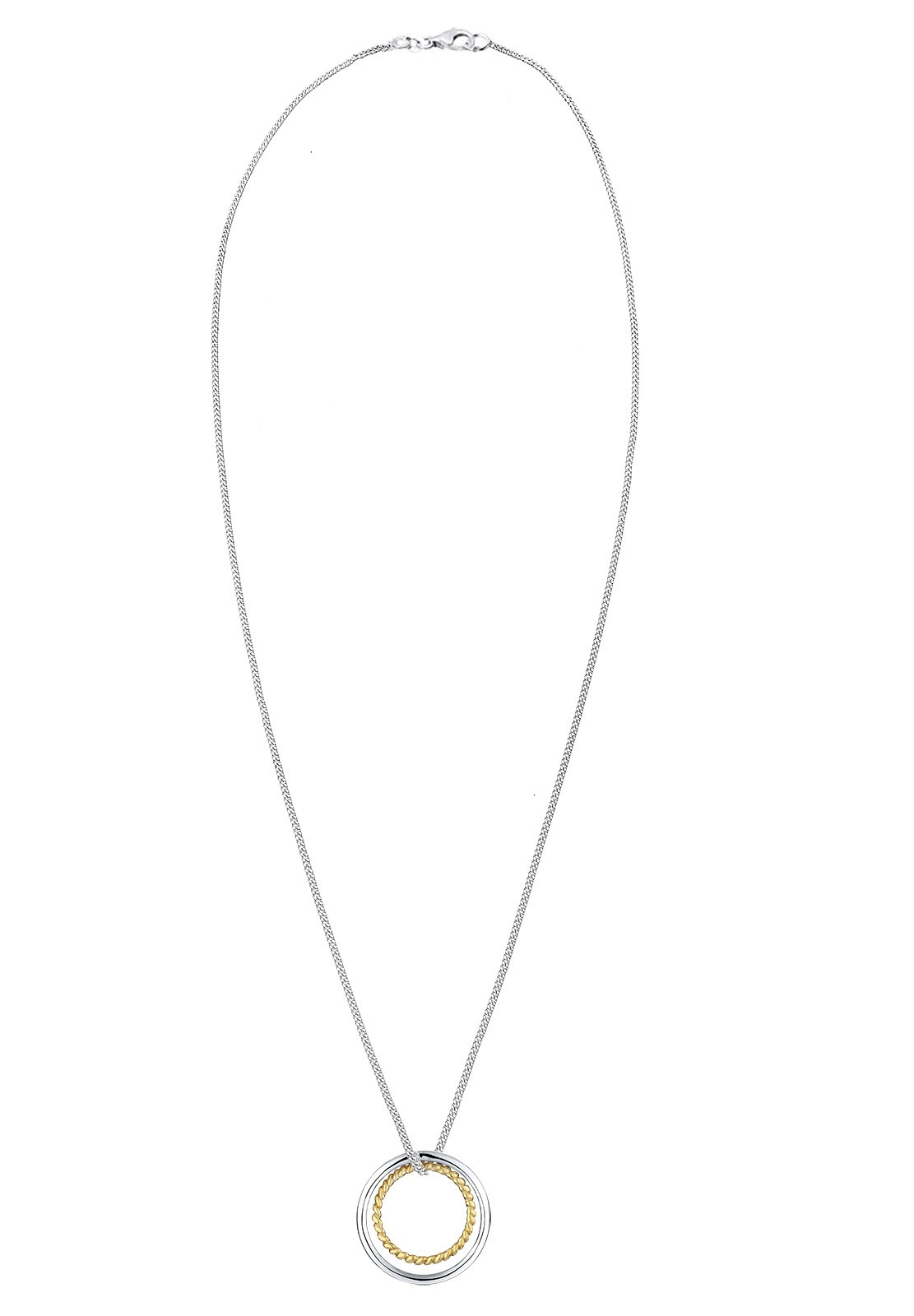 Elli Femmes Cercle Geo Basique Bi-Color en argent sterling 925 plaqué or