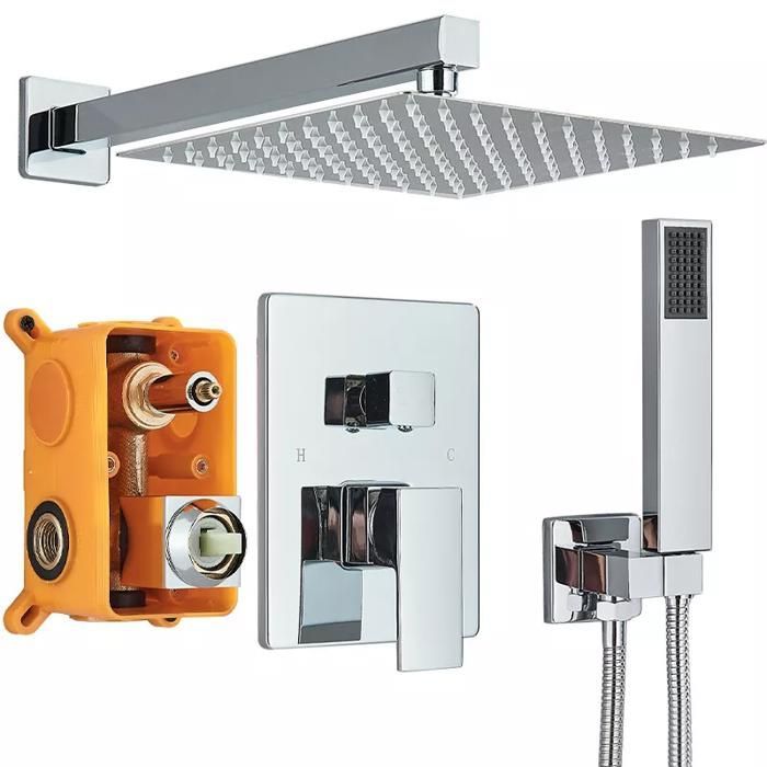 Recessed Shower Column - Recessed Shower Mixer Set - 30cm Square Shower Head Suguword