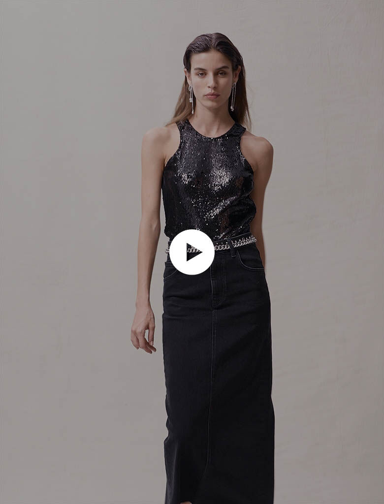 Top cu imitații de strasuri - Negru