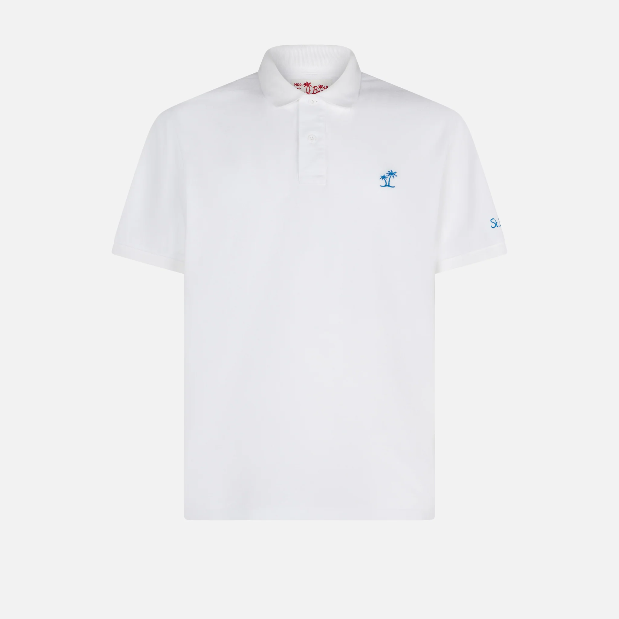 Witte piqué poloshirt met vintage-look St. Barth-logo