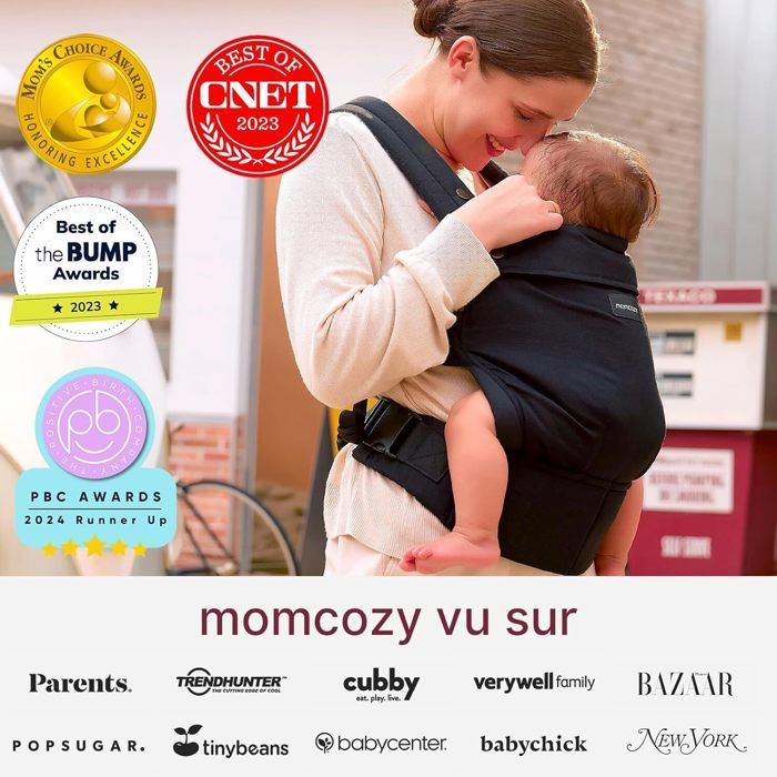 Portabebés Momcozy, portabebés ergonómico apto para bebés de 3,2 a 20 kg, negro.