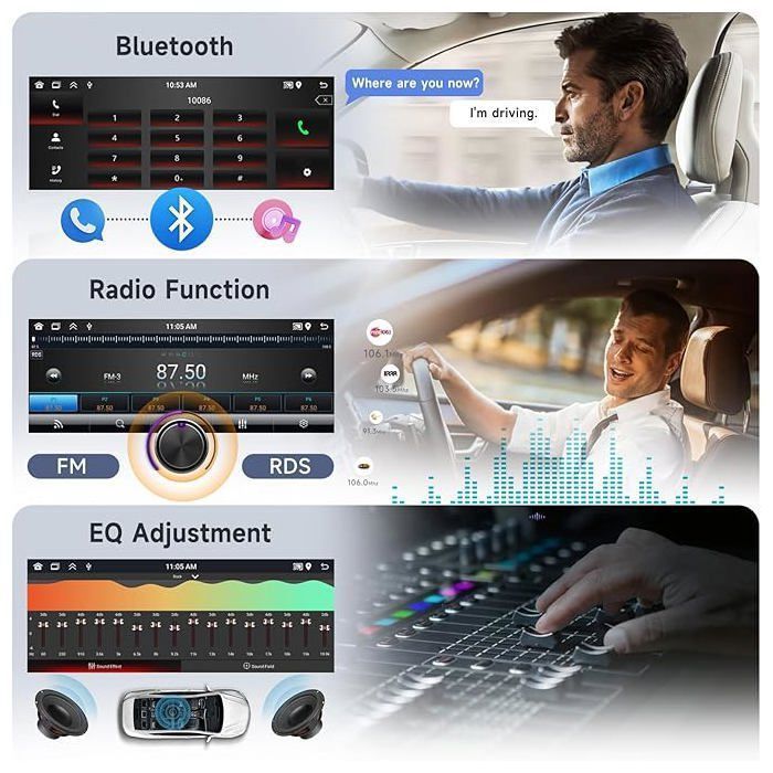 Autorradio Android de 1 DIN con pantalla táctil de 6,9