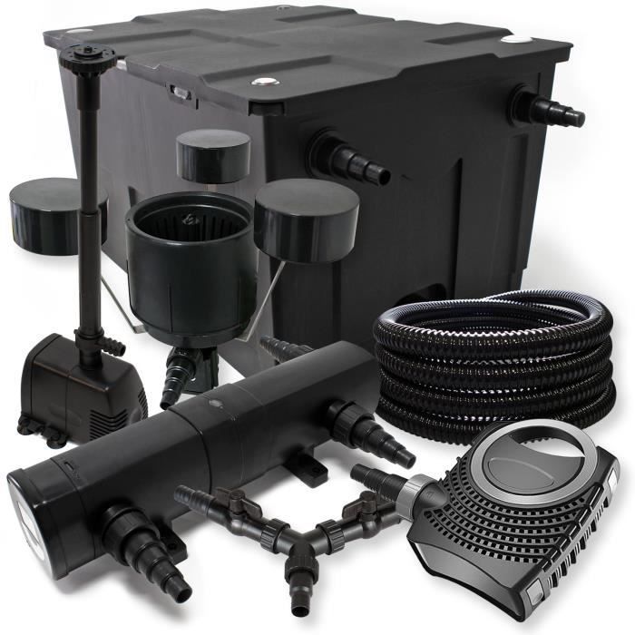 Kit de filtración para estanques SUNSUN - 60000 l - Esterilizador NEO8000 de 70 W - Bomba de 25 m - Manguera para skimmer - Fuente