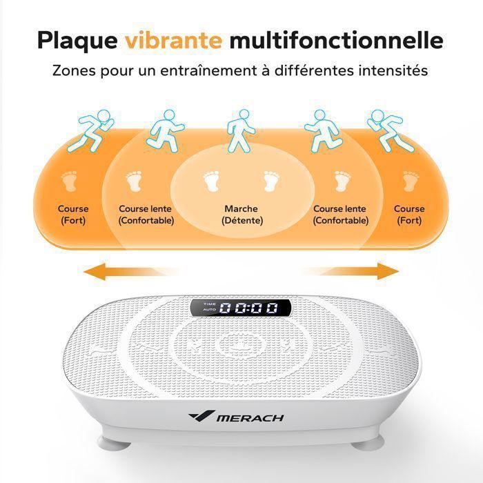 Vibration Plate with Remote Control – MERACH – 11 Levels – Integrated Bluetooth – 200 kg Max – Grey