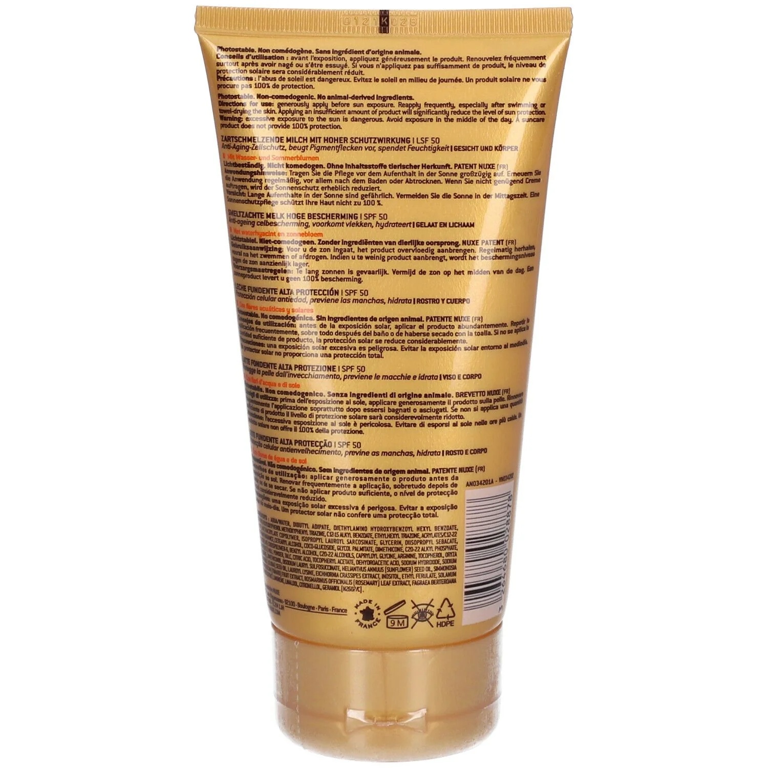 Lait solaire NUXE SPF50 150 ml pour le visage et le corps
