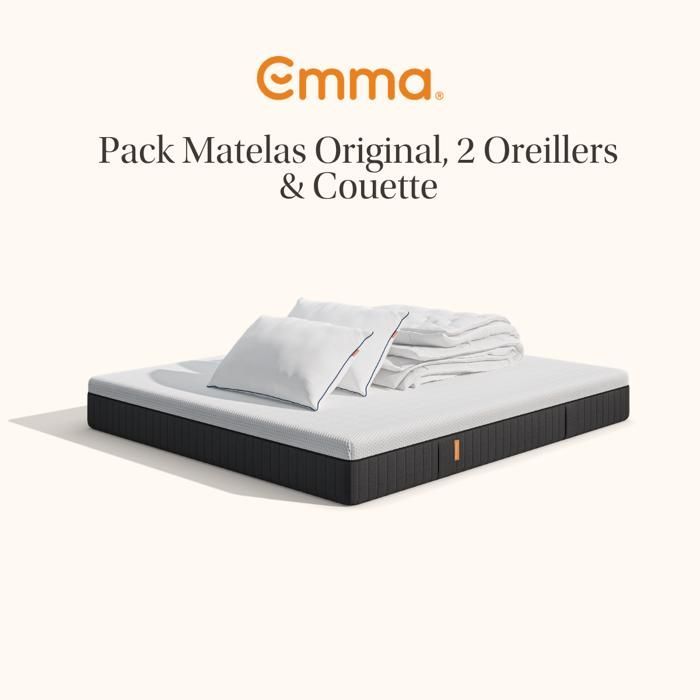 EMMA | Emma Original Mattress Pack 200x200 + 2 Emma Original Comfort Pillows + Emma Spring & Autumn Duvet