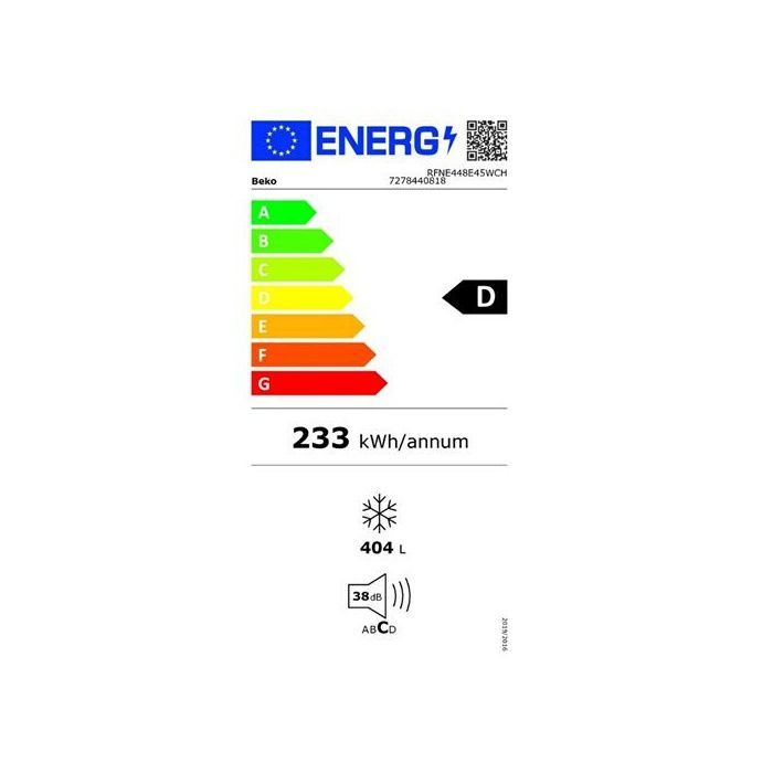 Congélateur - BEKO - RFNE448E45W - 404 L - Froid ventilé - 6 tiroirs