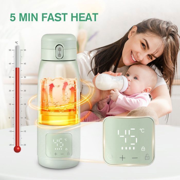 Scaldabiberon portatile, scaldabagno da auto da 500 ml, scaldapappa per neonati con controllo della temperatura per i viaggi (Etichetta)