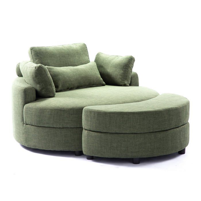 Poltrona YHL Voyura Q-MYD-2306-LIGHTGREEN comoda, rivestita in tessuto e con vano portaoggetti - Verde chiaro
