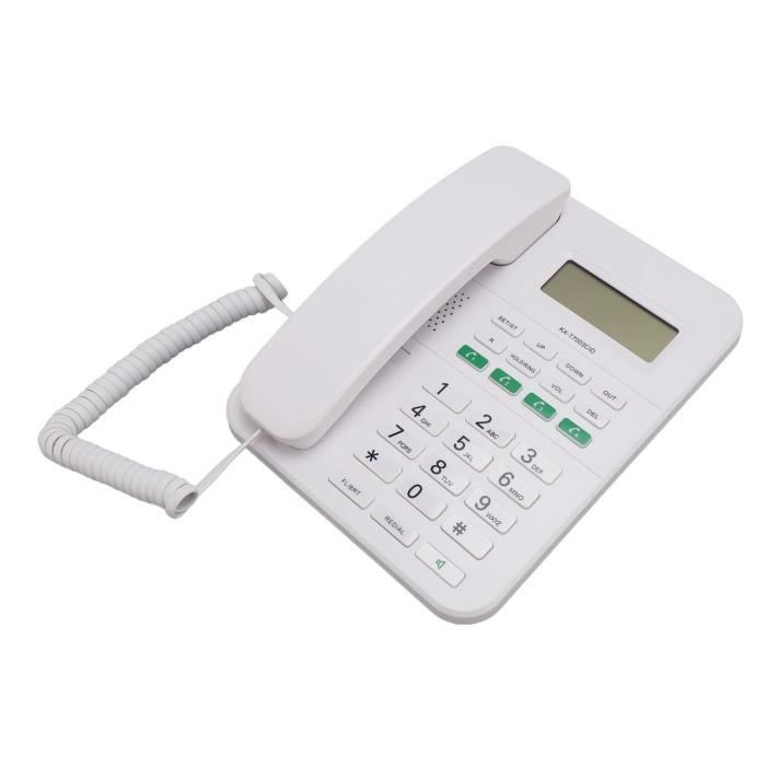 téléphone avec identification de l'appelant Téléphone fixe filaire 4 niveaux de volume et 5 telephonie telephone Blanc