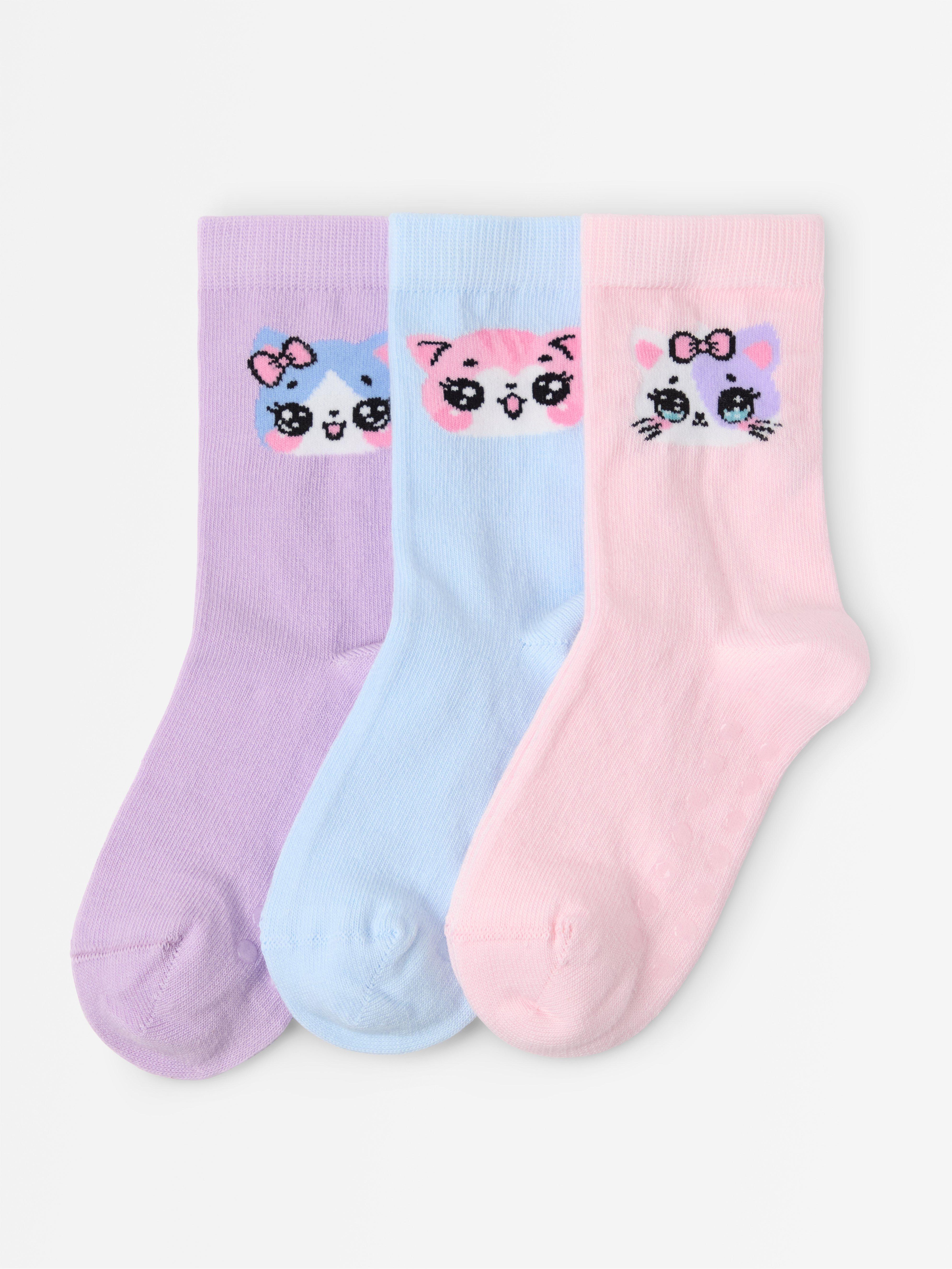 Lot de 3 paires de chaussettes antidérapantes rose clair