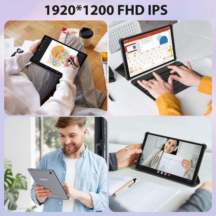 Tablet POWMUS com tela sensível ao toque de 10,1