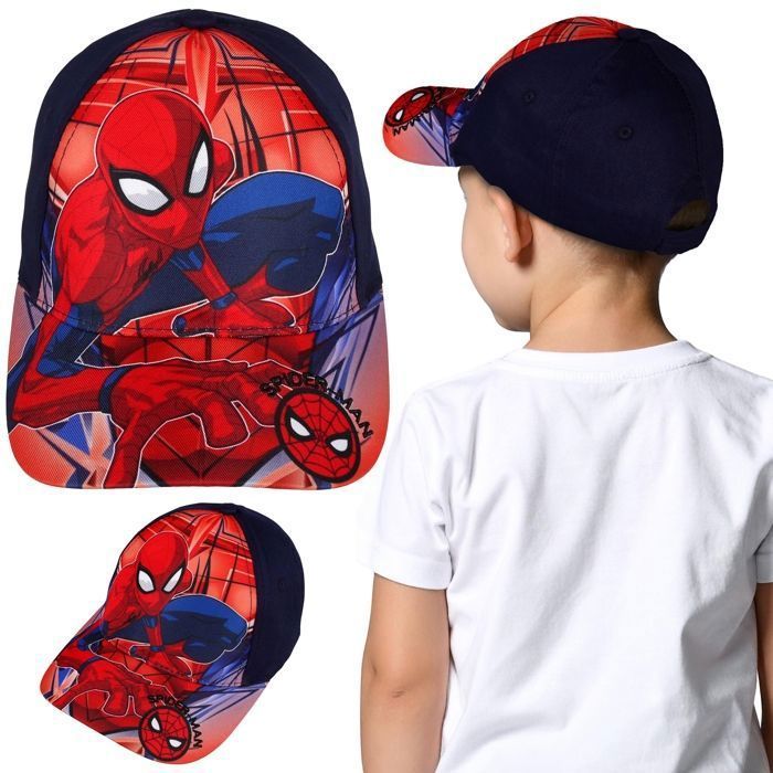 Gorra de béisbol de algodón azul marino de Marvel Spider-Man para niños, ajustable de 52 cm.