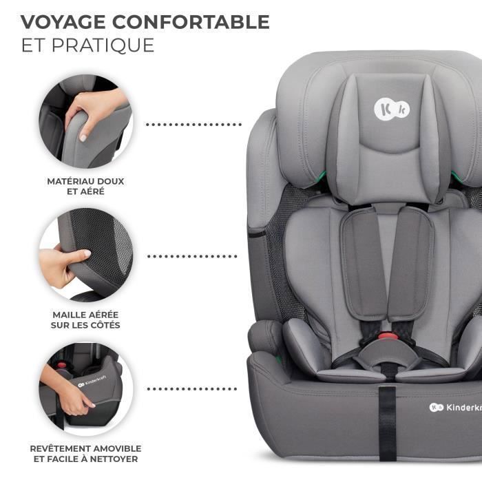 Silla de coche Kinderkraft COMFORT UP I-SIZE, 76–150 cm, de 15 meses a 12 años, reposacabezas ajustable, fácil instalación, gris.