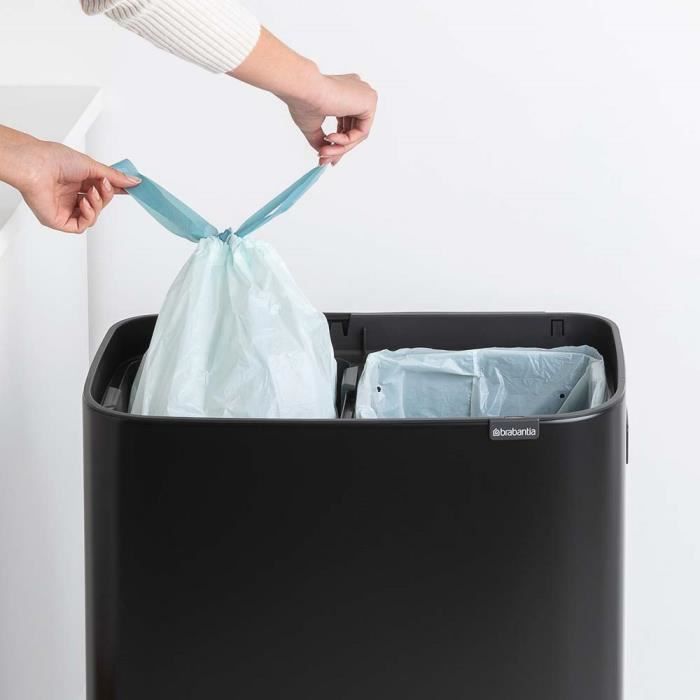 Contenedor de basura BRABANTIA Bo Touch Hi, 2 cubos de 30 L, color negro
