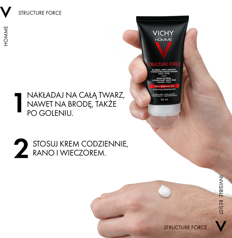Vichy Homme Structure Force Creme Firmador Antirrugas com Ácido Hialurônico
