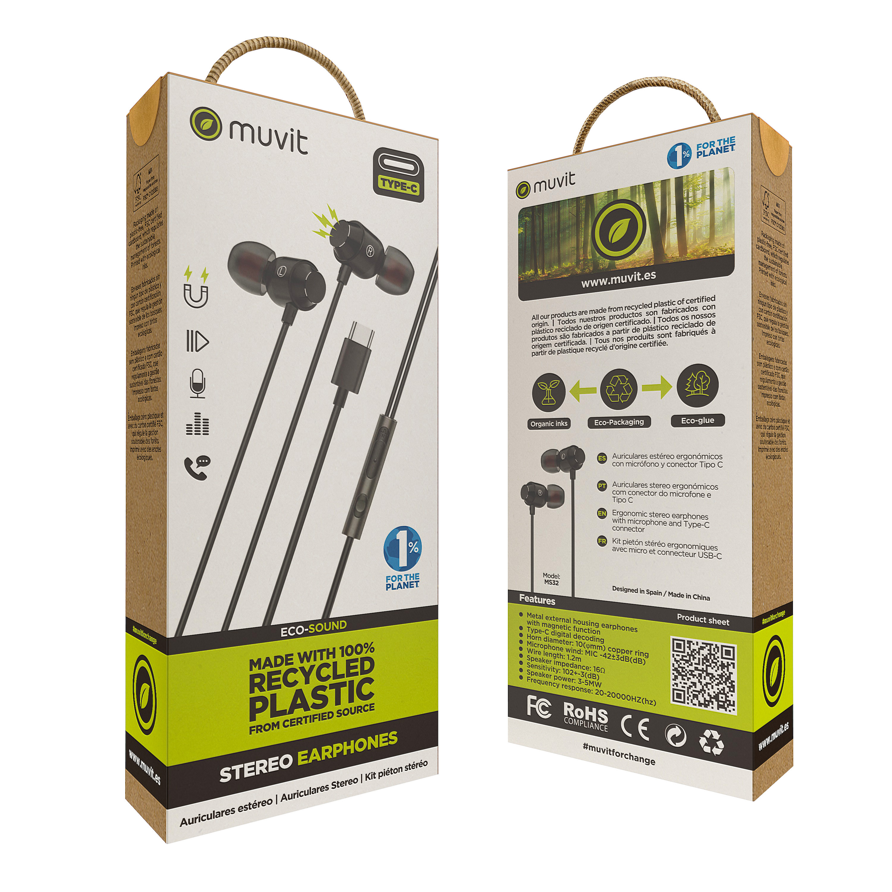 Muvit For Charge Stereo M32 Typ-C Magnetkopfhörer