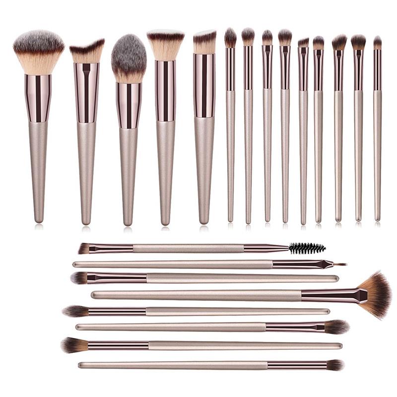 22 Pennelli per trucco Champagne Gold Premium Sintetici per correttori, fondotinta, cipria e ombretti