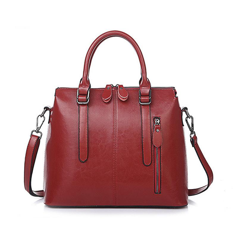 Sacoche bandoulière en cuir de vachette de haute qualité, avec poignée supérieure, en cuir véritable ciré à l'huile, pour femme, sac cabas d'affaires.