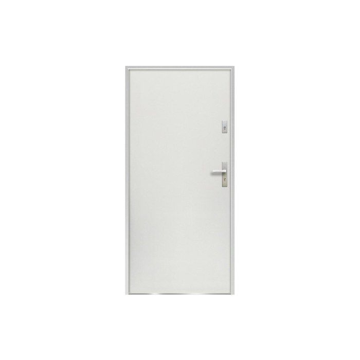Puerta frontal de acero macizo, 207 x 100 cm, blanca - 55 mm de espesor - apertura a la izquierda - AGUEDA