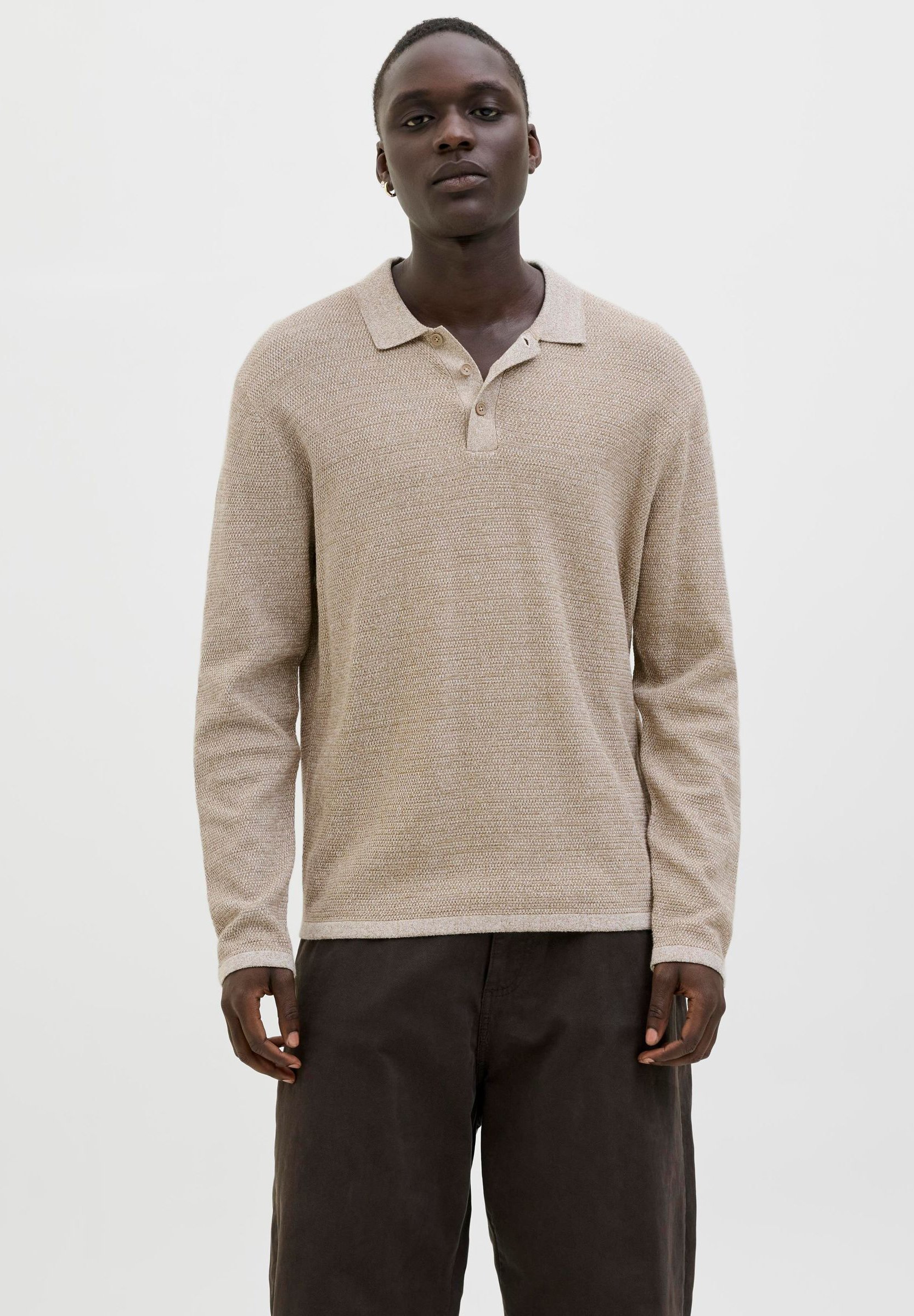 Jack & Jones JJEGEORGE LS SN - Poloshirt - korianderdetails met wit