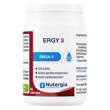 Nutergia Ergy 3 Ómega-3 EPA e DHA Cápsulas Apoio Cardiovascular 60 cápsulas 60 cápsulas