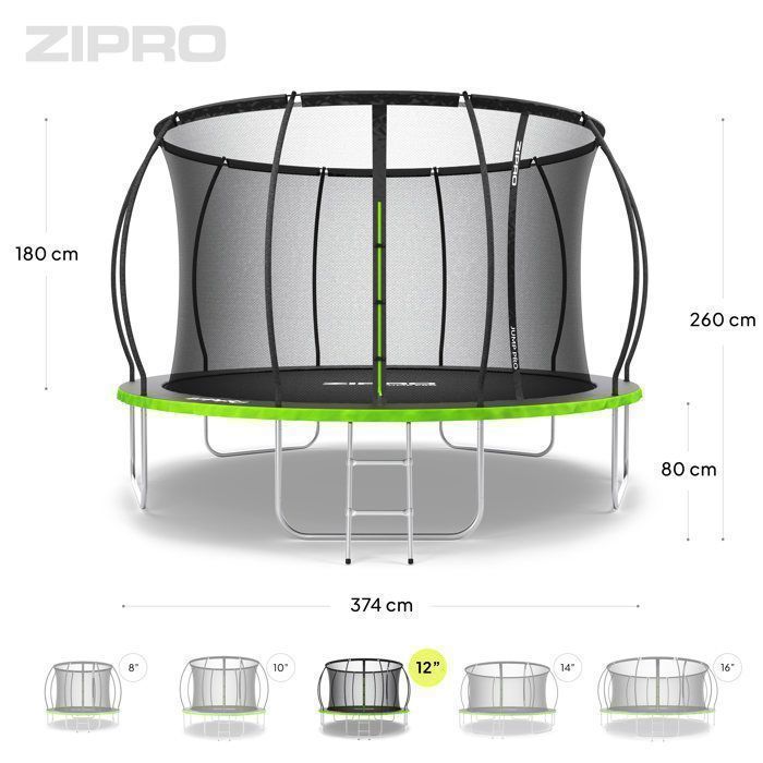 Zipro Jump Pro Premium Garden Trampoline with Safety Net and Ladder 12FT 374 cm