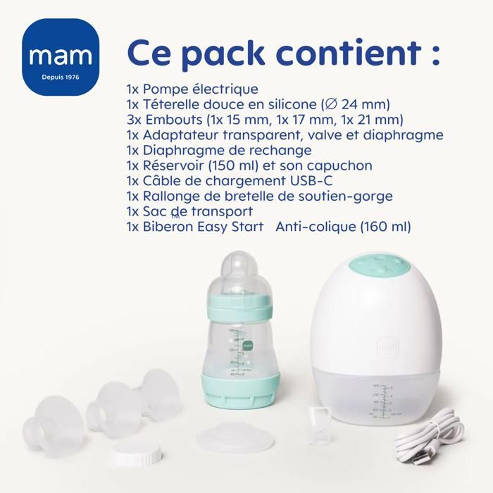 Tiralatte senza fili MAM Move, a mani libere, con 3 modalità e 5 livelli di intensità, per un'estrazione efficace e discreta.