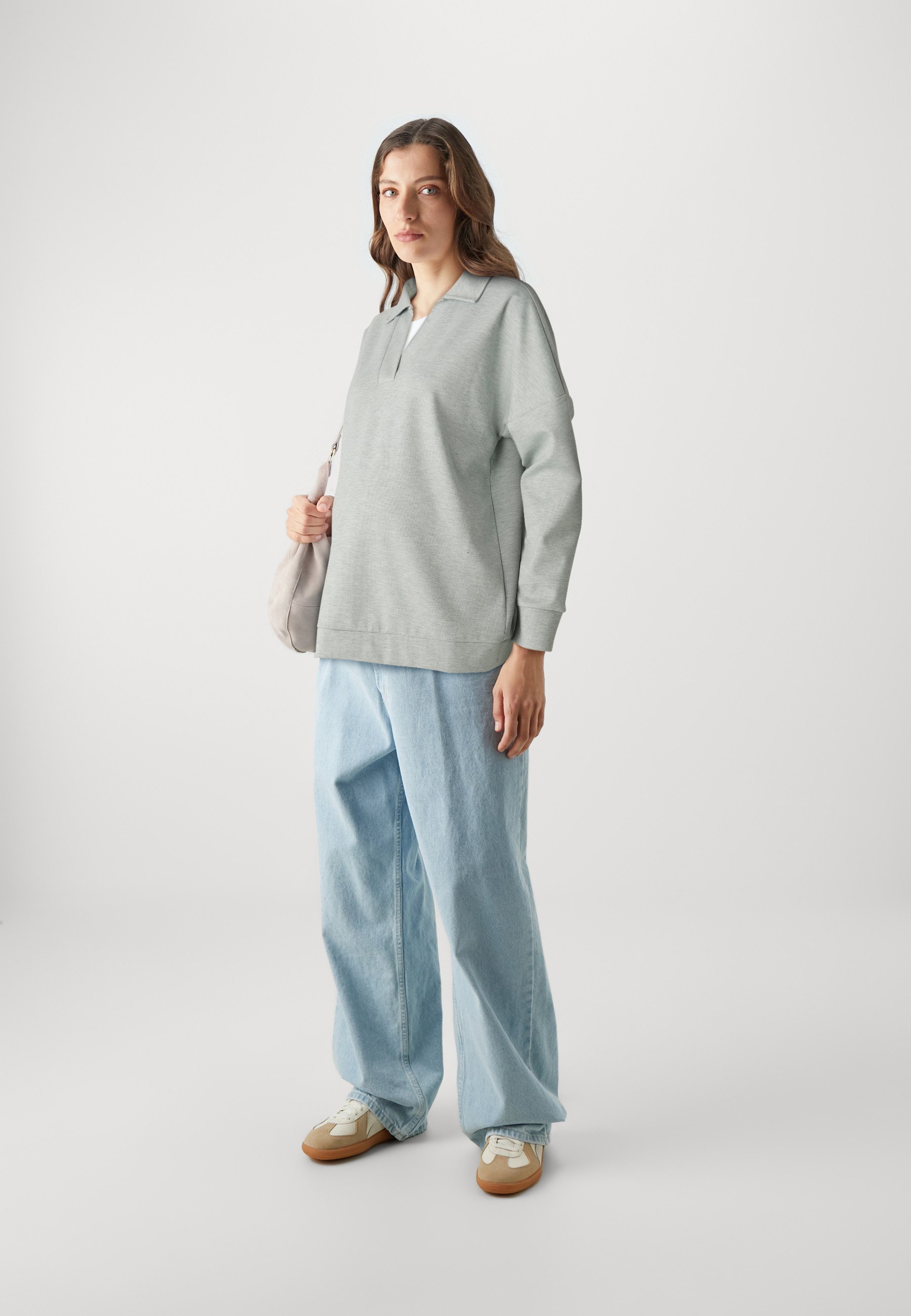 ONLY MATERNITY OLMJENA COLLAR - Sweatshirt - lichtgrijs gemêleerd