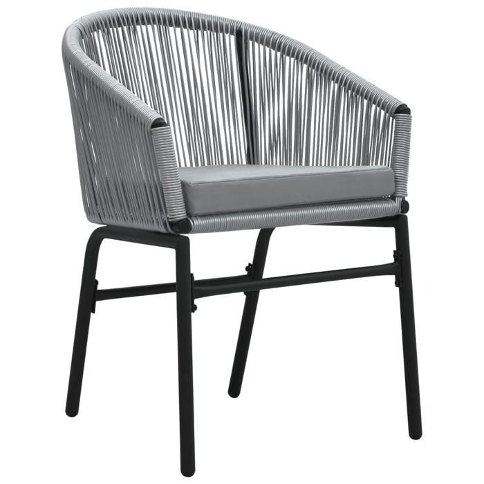 Conjunto de comedor de jardín - BURKE - 3 piezas - Gris - Mesa 80x80x74 cm - Silla 58x58x78 cm - Ratán sintético PVC