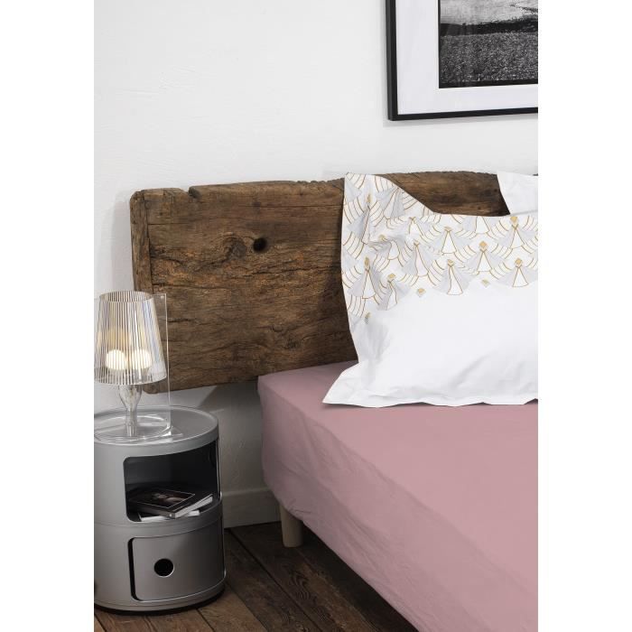 Lenzuolo con angoli elasticizzati - HOME LINGE PASSION - Rosa cipria - 90x190 cm + 30 cm - 100% cotone 57 fili