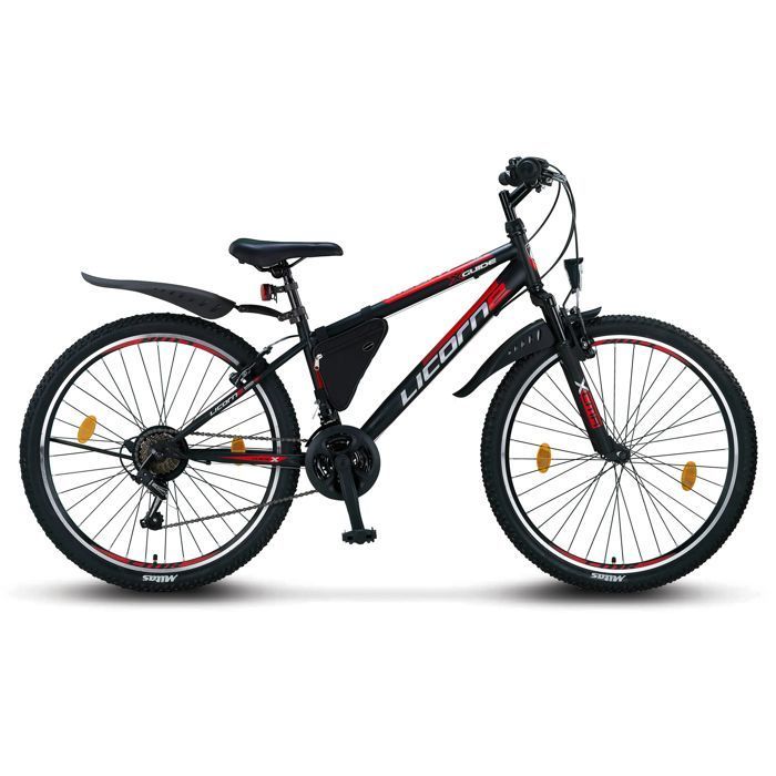 VTT Tout Suspendu - LICORNE - Mixte - Noir/Rouge/Gris - 21 Vitesses (26 pouces)