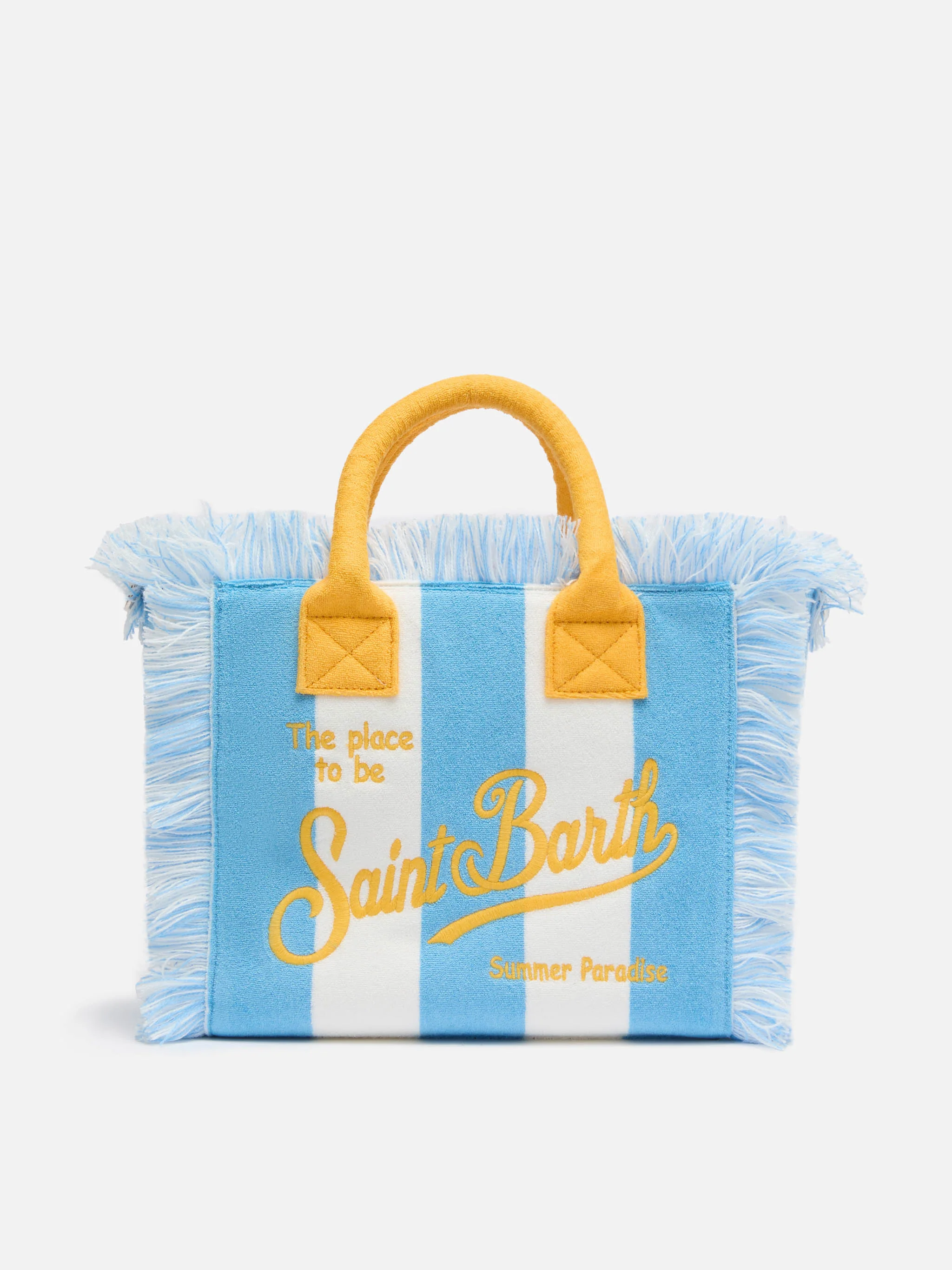 Borsa Colette in spugna azzurra con stampa a righe azzurre