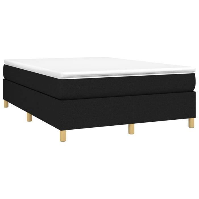 Base de cama tapizada - AKOZON - 140x190 cm - Negra - Somier de láminas de madera contrachapada - 2 plazas