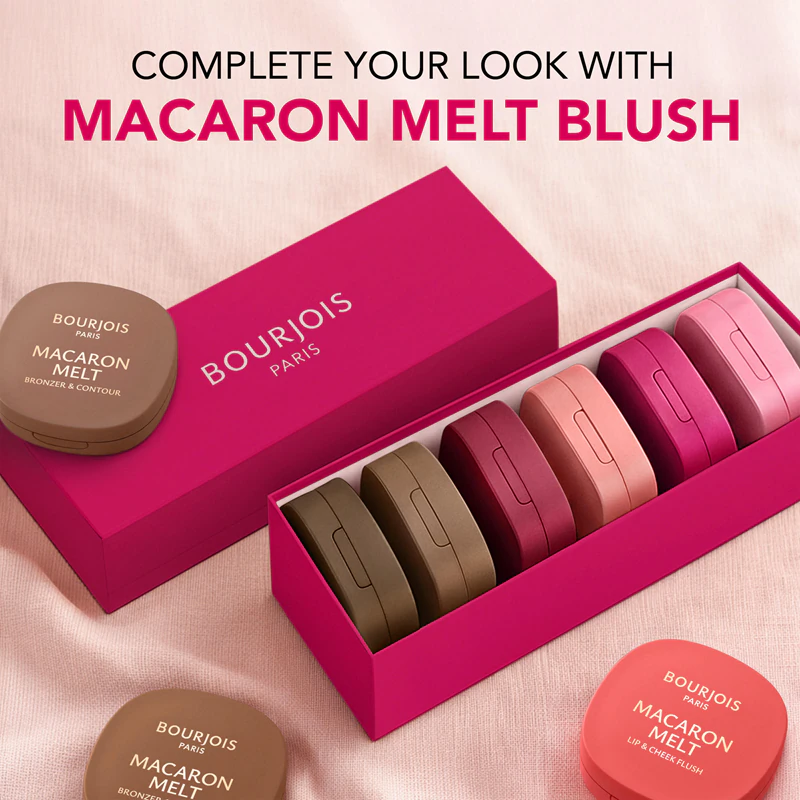 Bourjois Macaron Melt Bronzer & Contour 2 em 1: pó bronzeador e para contorno.