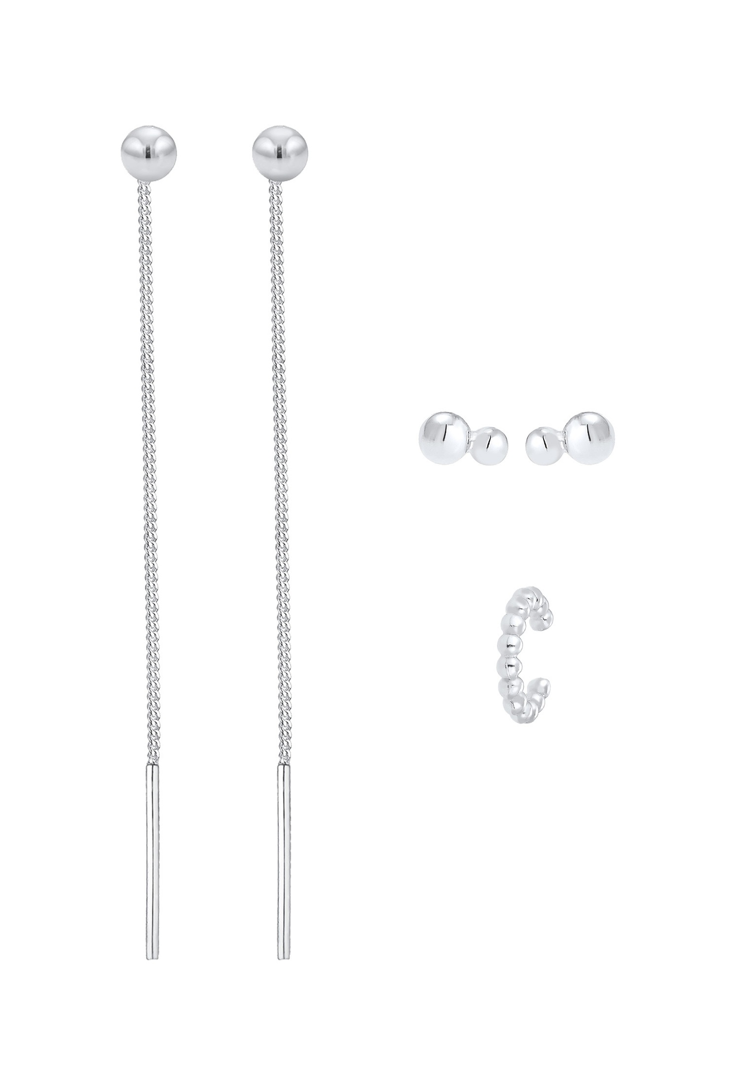 Elli Earcuff Set de 3 Boucles d'Oreilles Femme - (925/1000) Argent