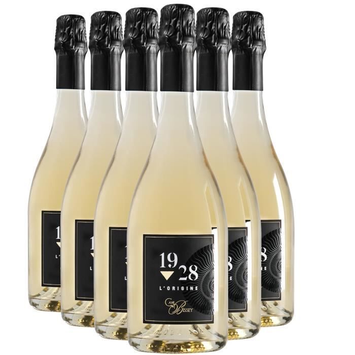 Crémant de Bourgogne Cuvée 1928 Extra-Brut Blanc - Lot de 6x75cl - Cave de Bissey - Vin effervescent AOC Blanc de Bourgogne