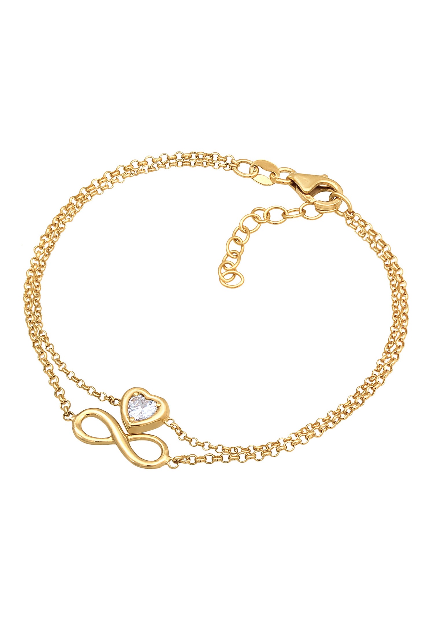 Elli Femmes Couches l'infini Coeur avec Cristal de Zirconium en Argent Sterling 925