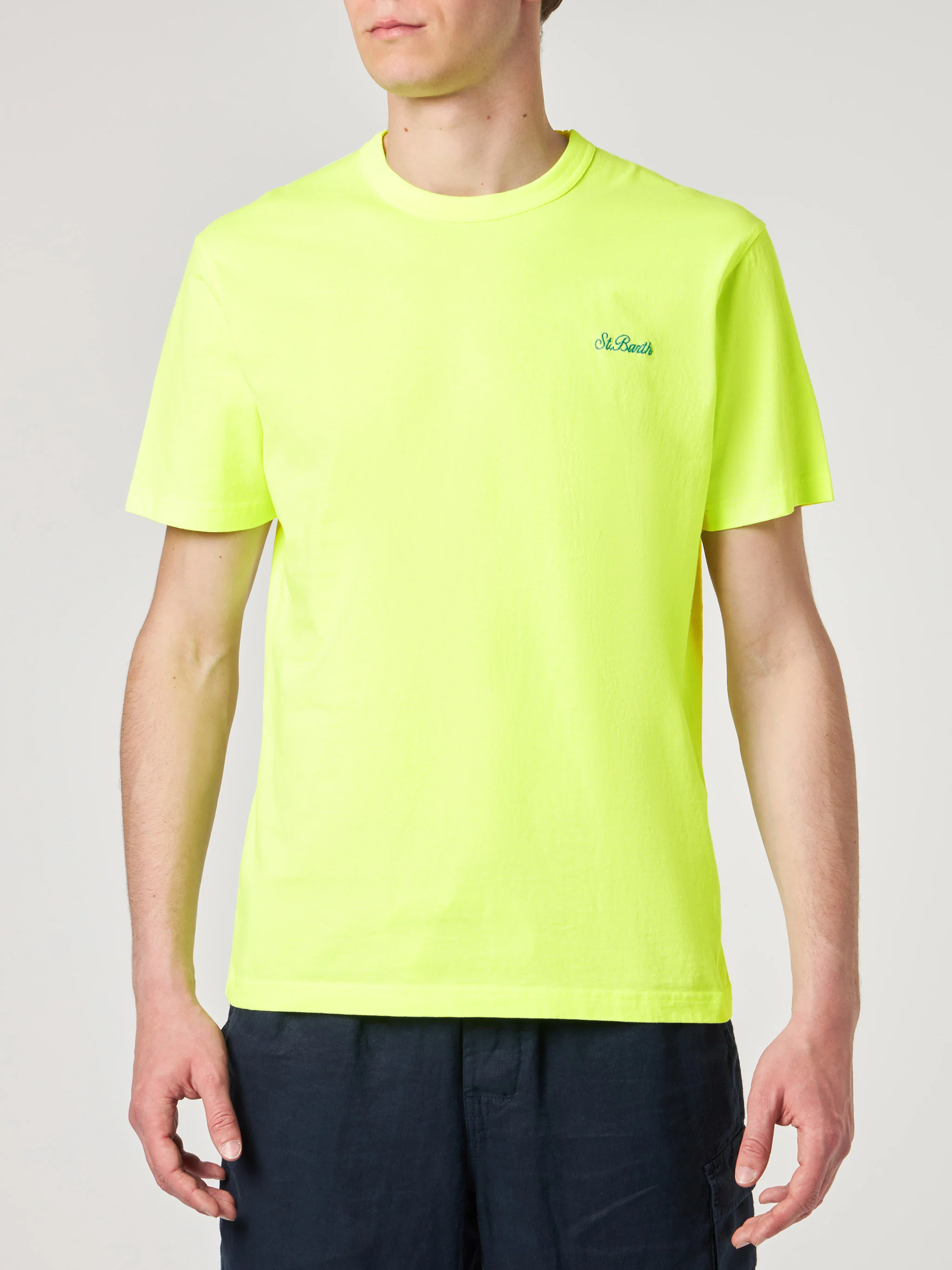 Herr-T-shirt i gul bomull