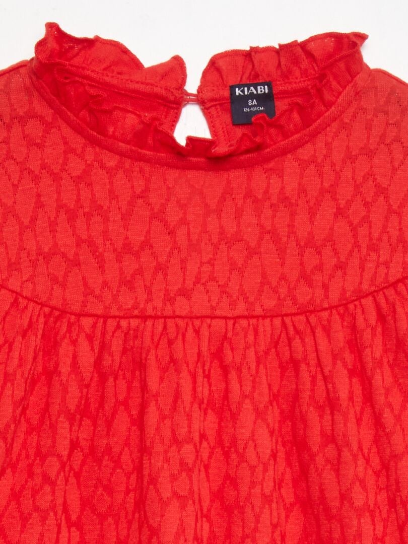 T-shirt met fru-fru - rood