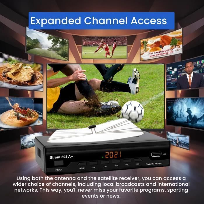 KIT TNT HD - HD LINE - Décodeur DVB-T2 H.265 - Mini Antenne HDTV - HDMI/Péritel - PVR USB