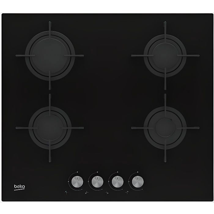Beko HILG 64220 S, Inbouw, Gaskookplaat, Glas, Zwart, Geëmailleerd, Draaiend